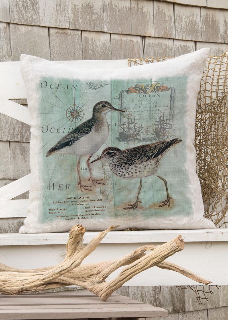 Pillow Crab Heritage Lace Coastal Collage 18 X 18 Oyster