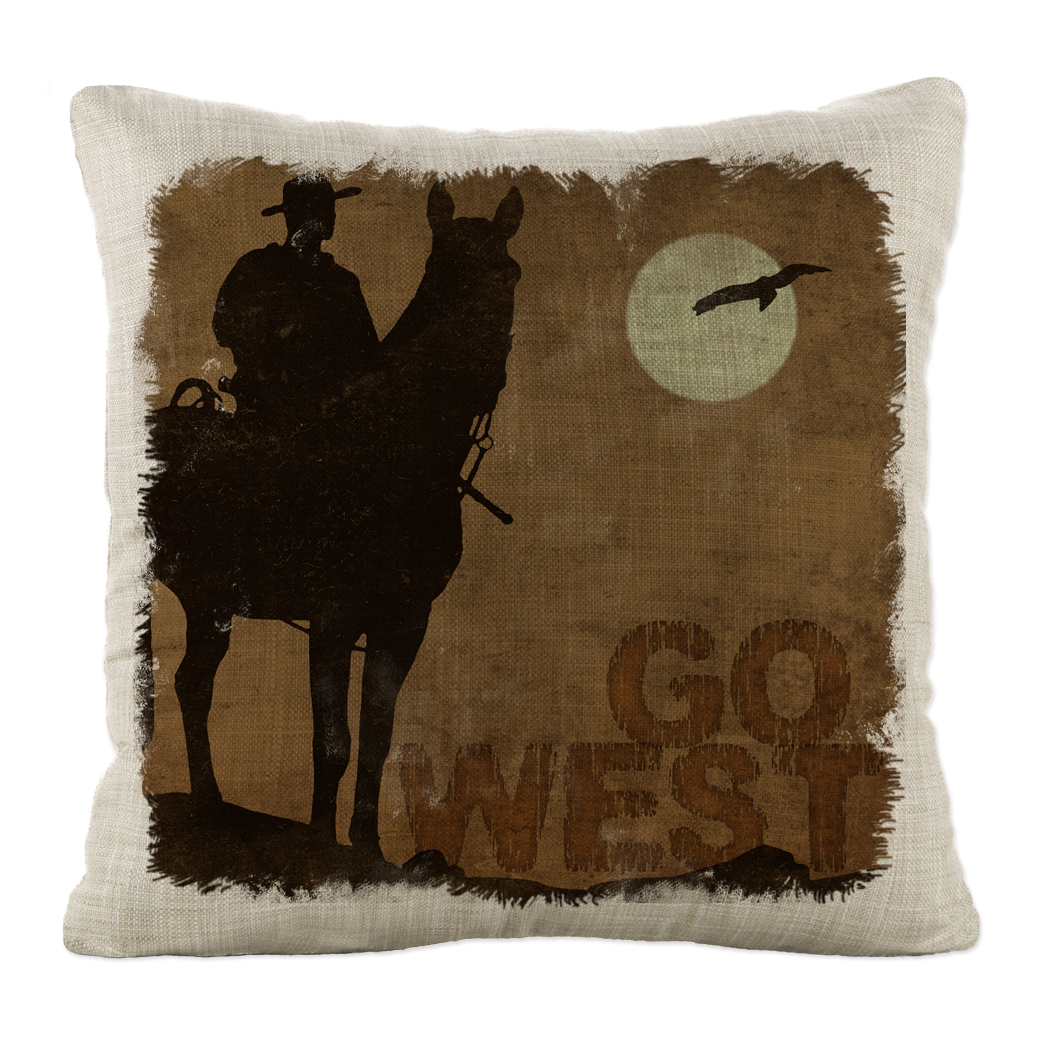 Steer Boots Longhorn Rodeo Cowman Western Decor Pillow Ranch