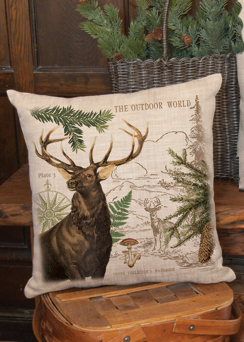 Lodge Hollow Elk Pillow Heritage Lace