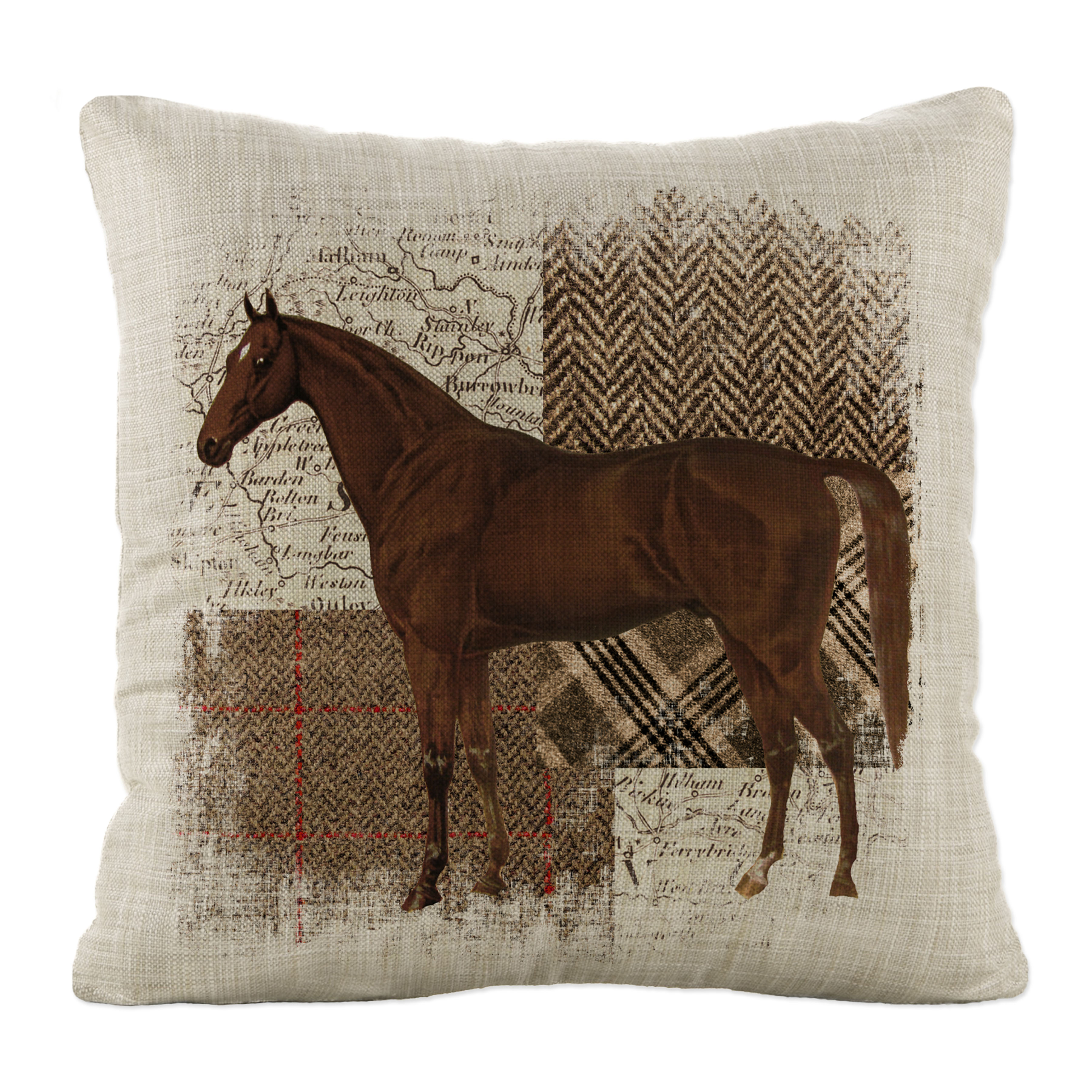 Western Decor Pillow Ranch Saddle Horseshoe Plaid Quarter Horse