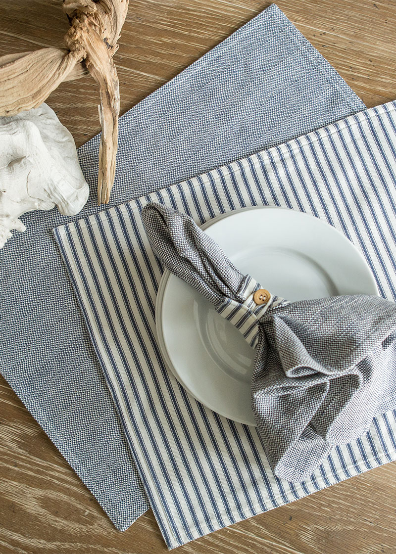 Ticking Reversible Placemats Set of 2 Heritage Lace