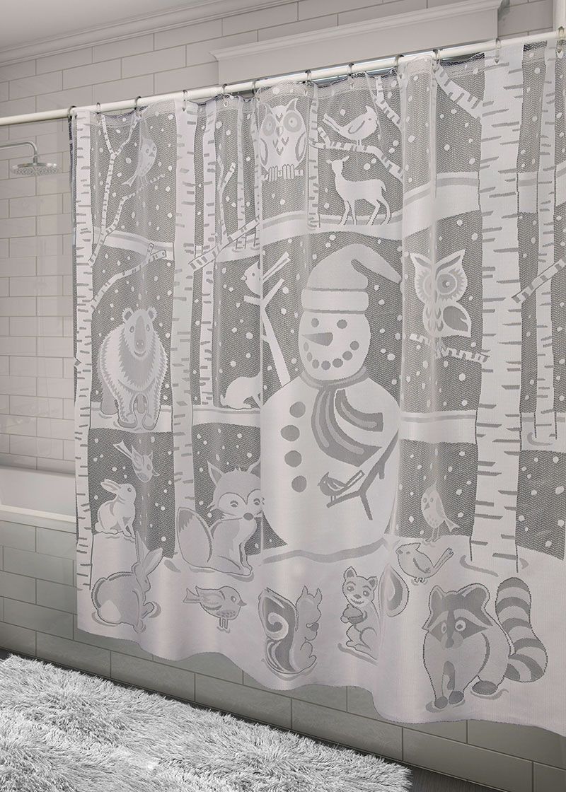 Winter Lace Shower Curtain, Winter Friends Shower Curtain