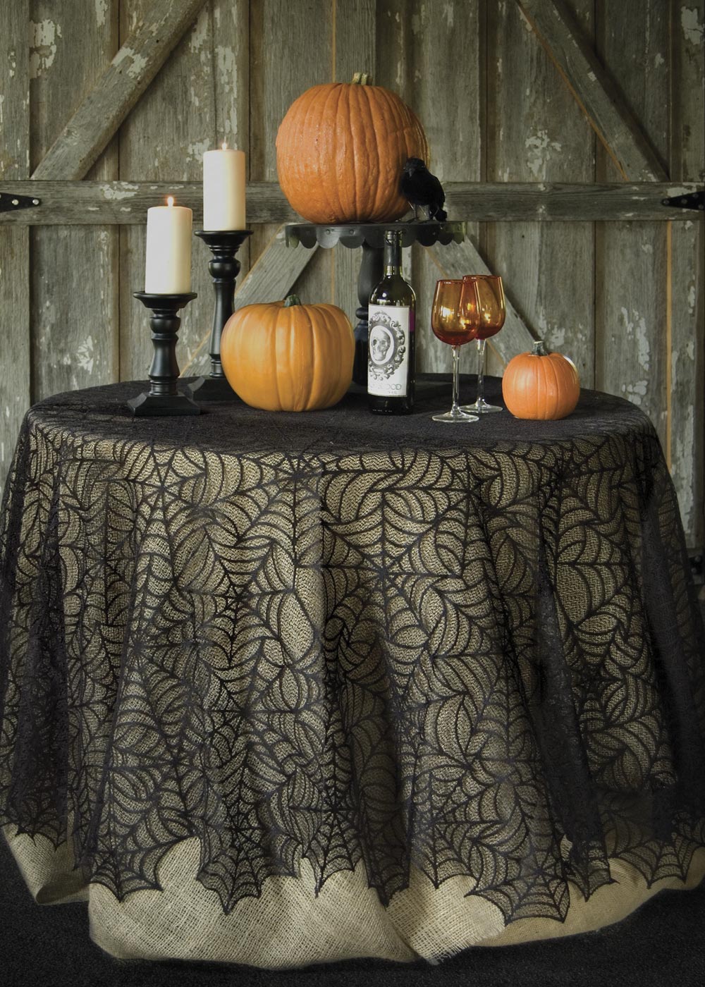 Lulu Home Halloween Lace Table Toppers Round Black Spider Web Table Cover For F 